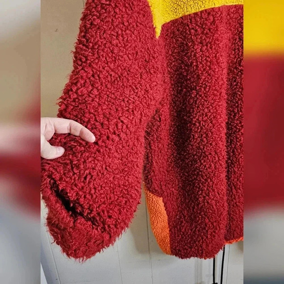 BDG x Urban Outfitters Sherpa Colorblock Powder Parka - Red Multicolor - Size L - Picture 8 of 10